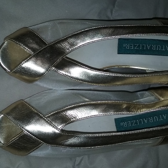 Vintage Naturalizer open toe leather mesh heel - Picture 1 of 6